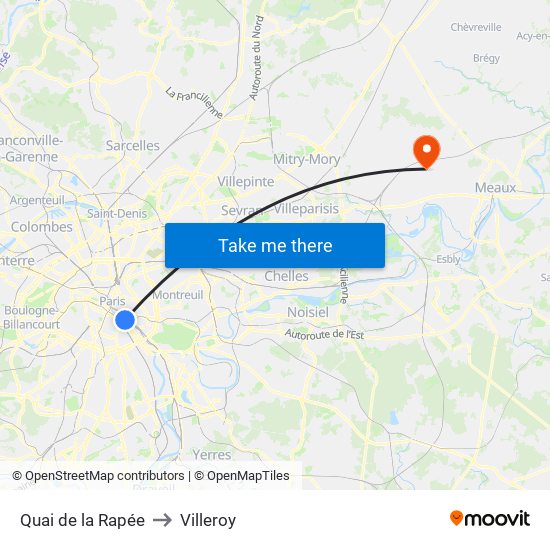 Quai de la Rapée to Villeroy map