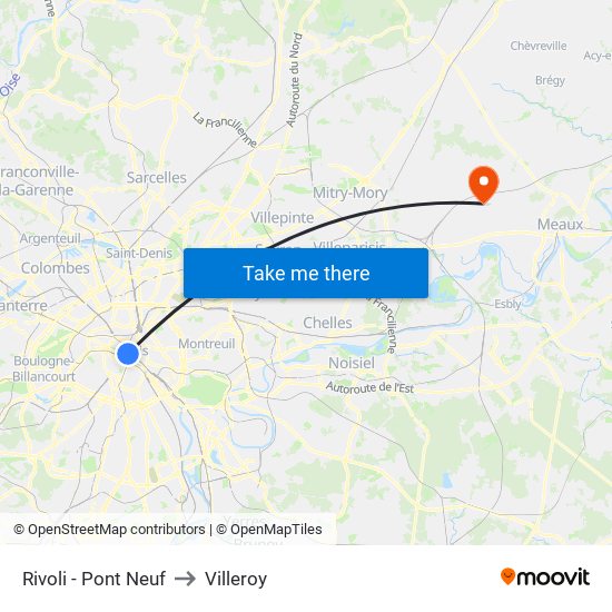 Rivoli - Pont Neuf to Villeroy map
