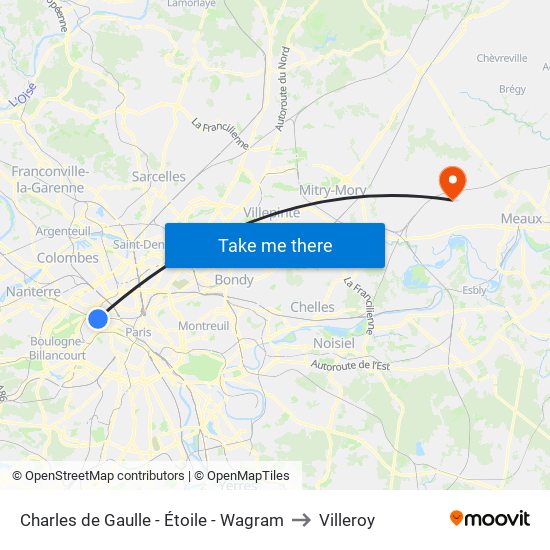Charles de Gaulle - Étoile - Wagram to Villeroy map