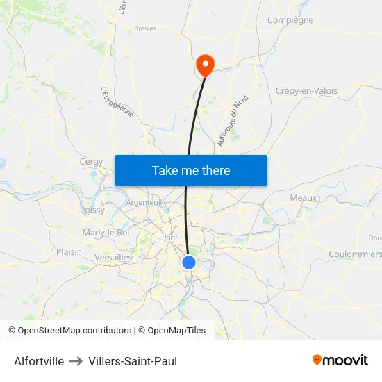 Alfortville to Villers-Saint-Paul map
