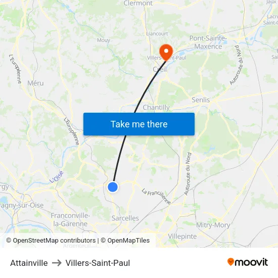 Attainville to Villers-Saint-Paul map