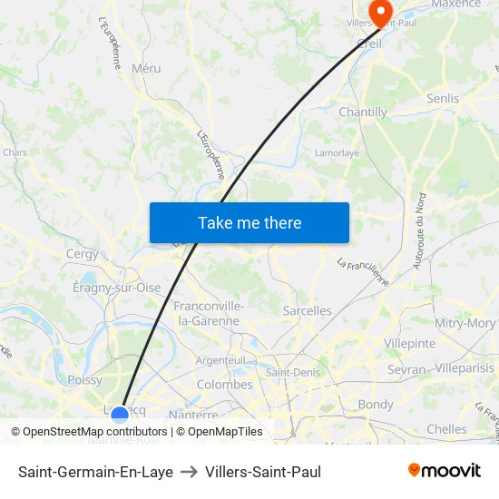 Saint-Germain-En-Laye to Villers-Saint-Paul map