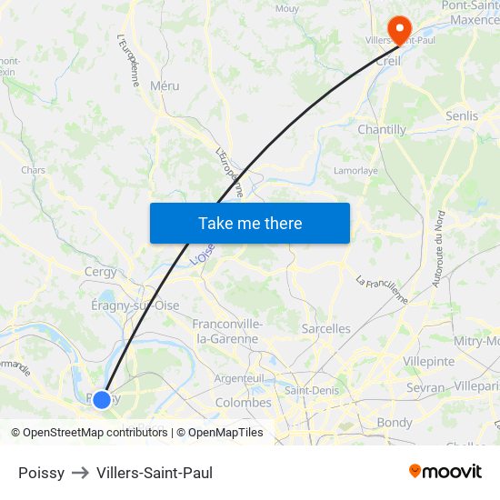 Poissy to Villers-Saint-Paul map