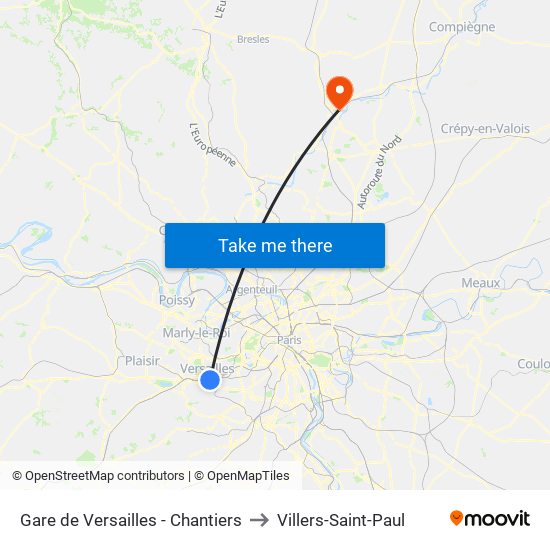 Gare de Versailles - Chantiers to Villers-Saint-Paul map