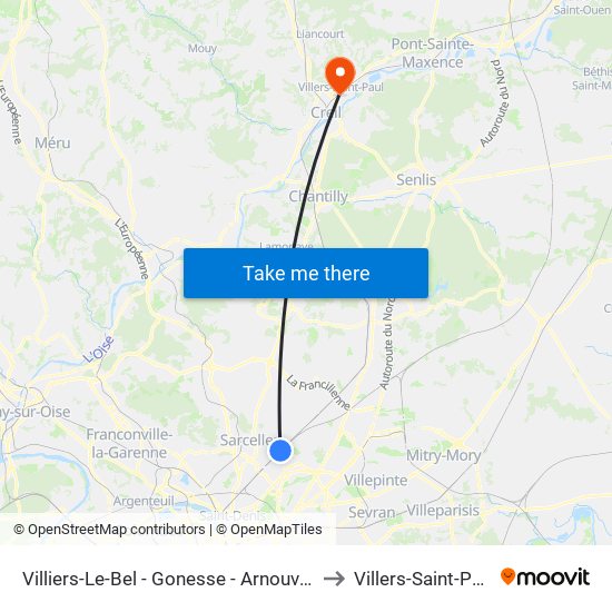 Villiers-Le-Bel - Gonesse - Arnouville to Villers-Saint-Paul map