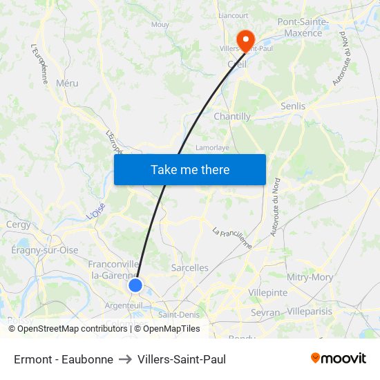 Ermont - Eaubonne to Villers-Saint-Paul map