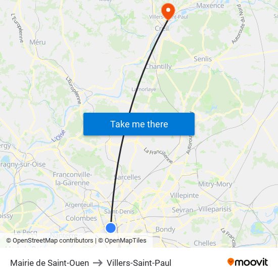 Mairie de Saint-Ouen to Villers-Saint-Paul map