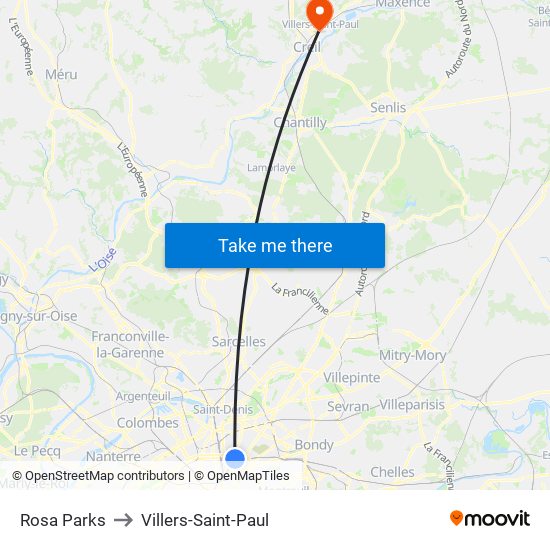 Rosa Parks to Villers-Saint-Paul map