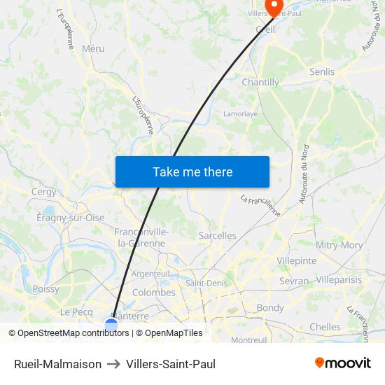 Rueil-Malmaison to Villers-Saint-Paul map