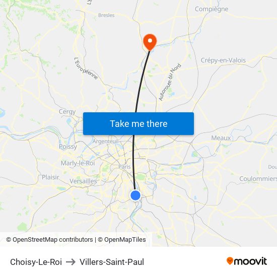 Choisy-Le-Roi to Villers-Saint-Paul map