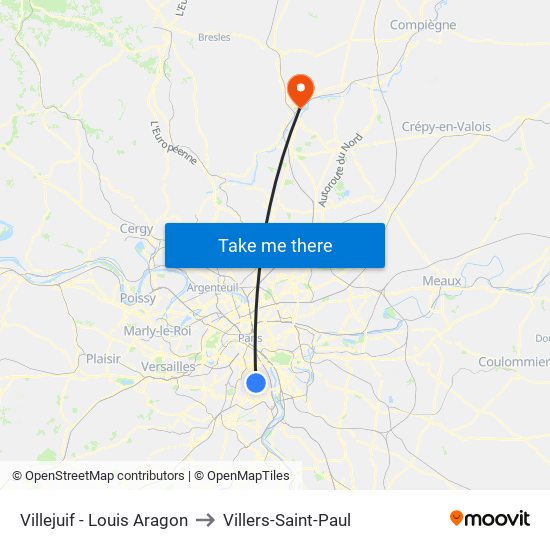 Villejuif - Louis Aragon to Villers-Saint-Paul map