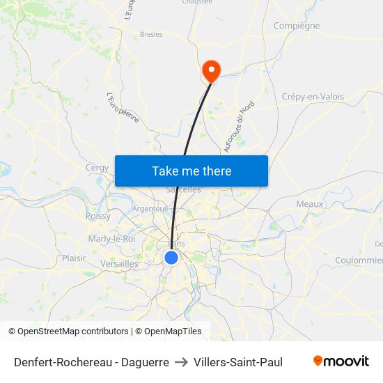 Denfert-Rochereau - Daguerre to Villers-Saint-Paul map