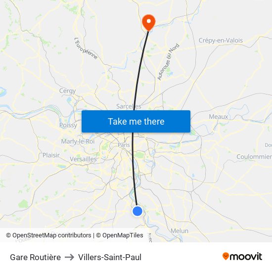 Gare Routière to Villers-Saint-Paul map