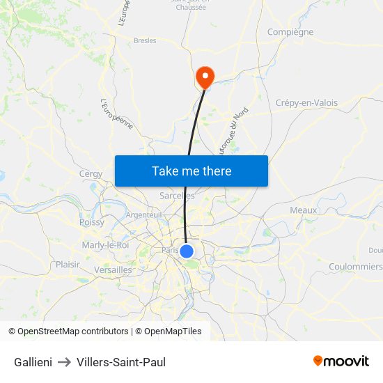 Gallieni to Villers-Saint-Paul map