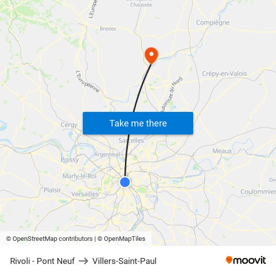 Rivoli - Pont Neuf to Villers-Saint-Paul map