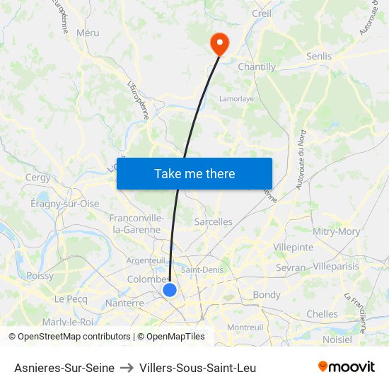 Asnieres-Sur-Seine to Villers-Sous-Saint-Leu map