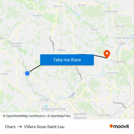 Chars to Villers-Sous-Saint-Leu map