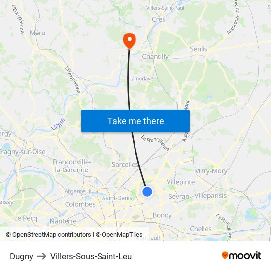 Dugny to Villers-Sous-Saint-Leu map