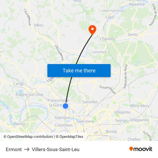 Ermont to Villers-Sous-Saint-Leu map