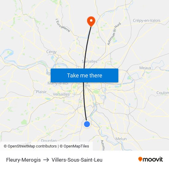Fleury-Merogis to Villers-Sous-Saint-Leu map
