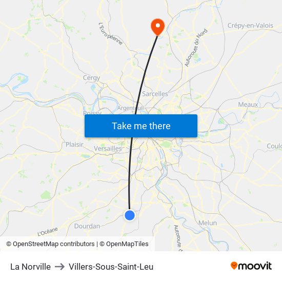 La Norville to Villers-Sous-Saint-Leu map