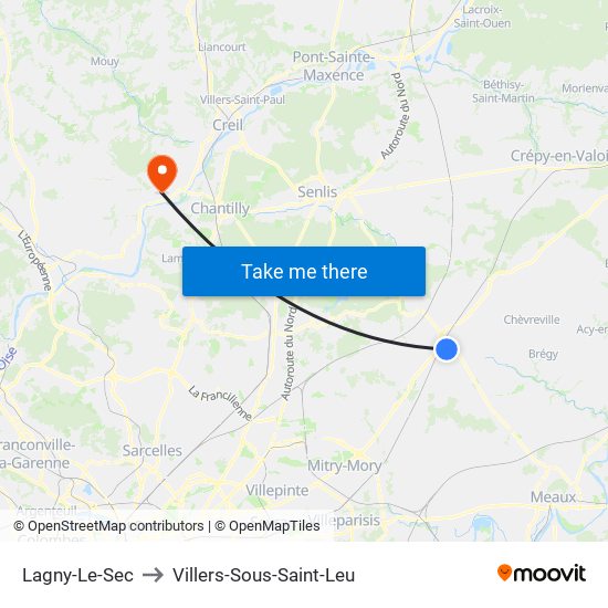 Lagny-Le-Sec to Villers-Sous-Saint-Leu map