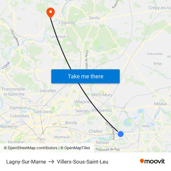 Lagny-Sur-Marne to Villers-Sous-Saint-Leu map