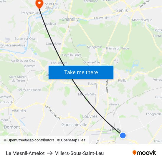 Le Mesnil-Amelot to Villers-Sous-Saint-Leu map