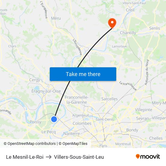 Le Mesnil-Le-Roi to Villers-Sous-Saint-Leu map