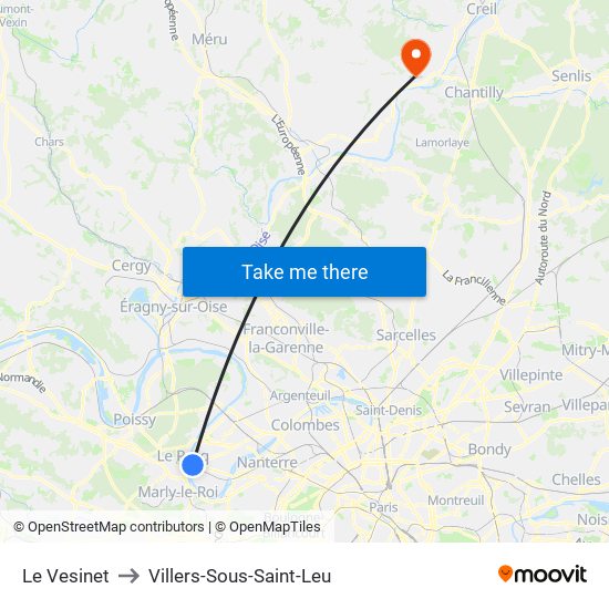 Le Vesinet to Villers-Sous-Saint-Leu map