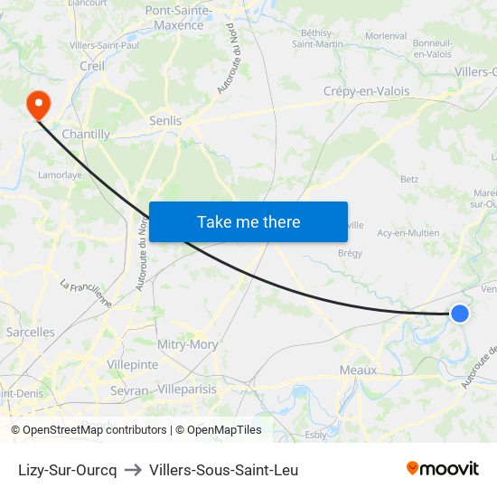 Lizy-Sur-Ourcq to Villers-Sous-Saint-Leu map