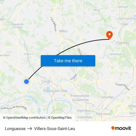 Longuesse to Villers-Sous-Saint-Leu map