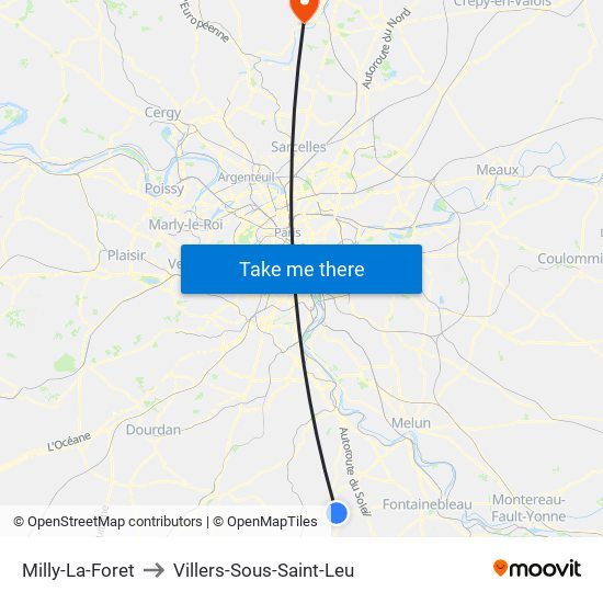 Milly-La-Foret to Villers-Sous-Saint-Leu map