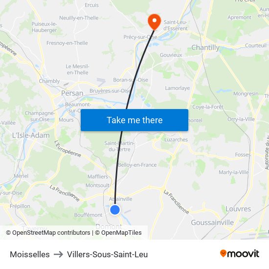 Moisselles to Villers-Sous-Saint-Leu map