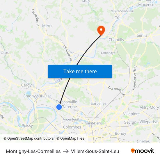 Montigny-Les-Cormeilles to Villers-Sous-Saint-Leu map