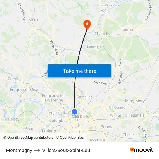 Montmagny to Villers-Sous-Saint-Leu map