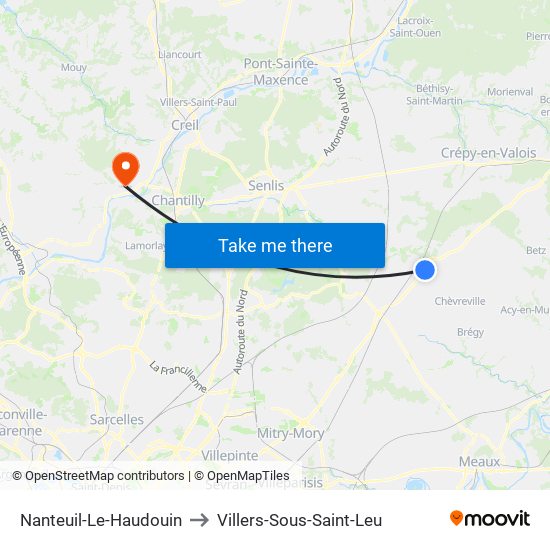 Nanteuil-Le-Haudouin to Villers-Sous-Saint-Leu map
