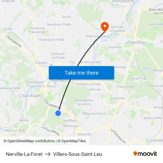 Nerville-La-Foret to Villers-Sous-Saint-Leu map