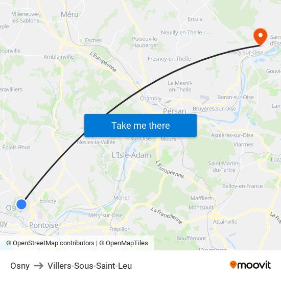 Osny to Villers-Sous-Saint-Leu map