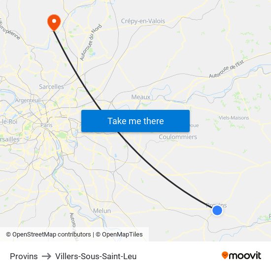 Provins to Villers-Sous-Saint-Leu map