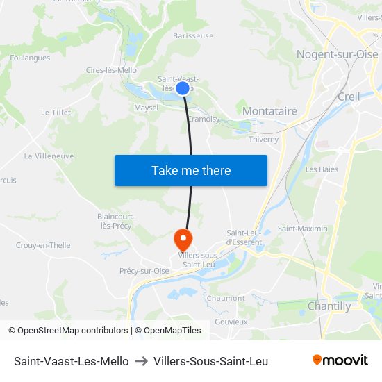 Saint-Vaast-Les-Mello to Villers-Sous-Saint-Leu map