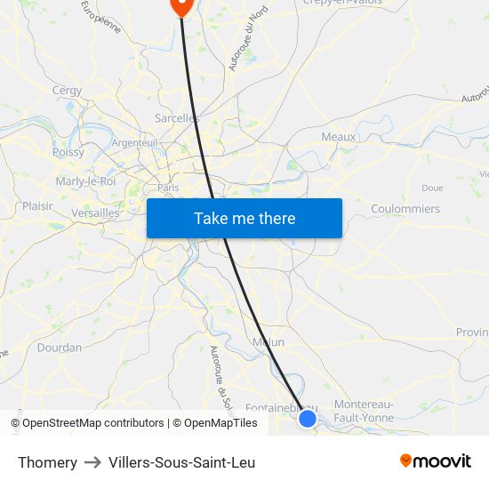 Thomery to Villers-Sous-Saint-Leu map