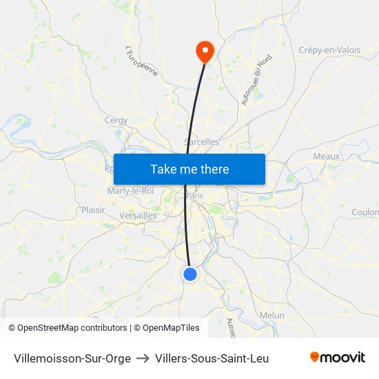 Villemoisson-Sur-Orge to Villers-Sous-Saint-Leu map