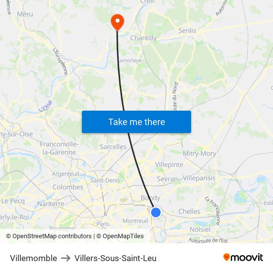 Villemomble to Villers-Sous-Saint-Leu map