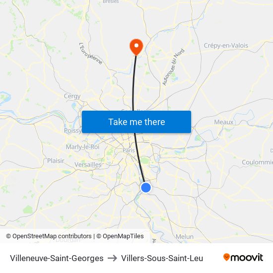 Villeneuve-Saint-Georges to Villers-Sous-Saint-Leu map