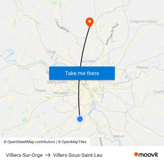 Villiers-Sur-Orge to Villers-Sous-Saint-Leu map