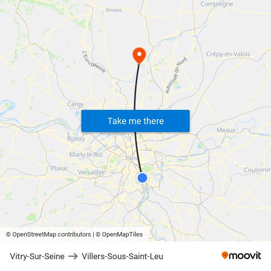 Vitry-Sur-Seine to Villers-Sous-Saint-Leu map