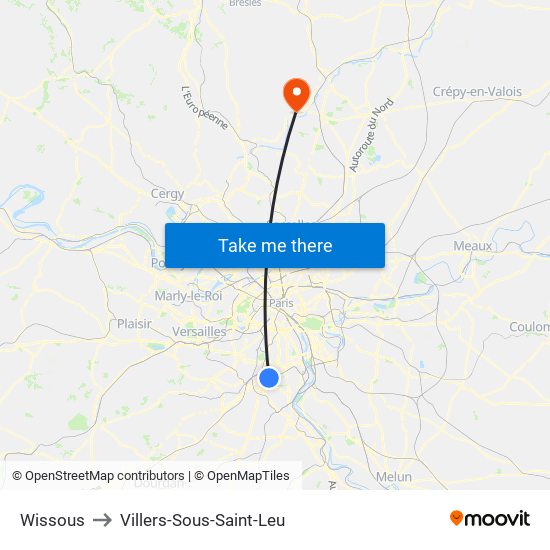 Wissous to Villers-Sous-Saint-Leu map