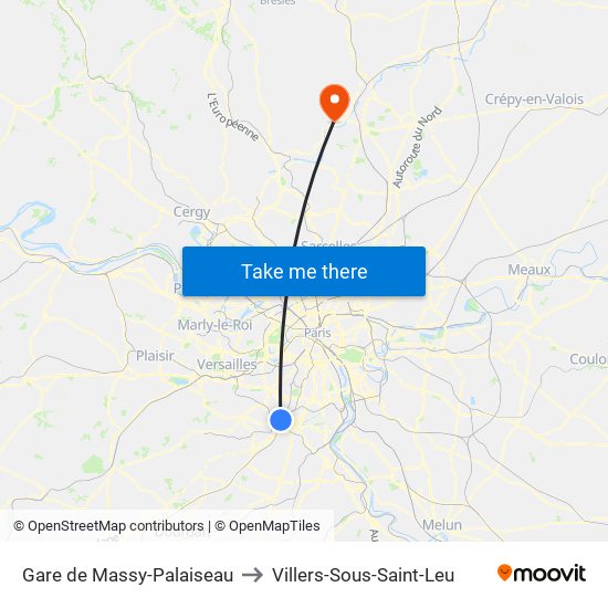 Gare de Massy-Palaiseau to Villers-Sous-Saint-Leu map