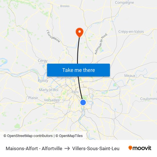 Maisons-Alfort - Alfortville to Villers-Sous-Saint-Leu map